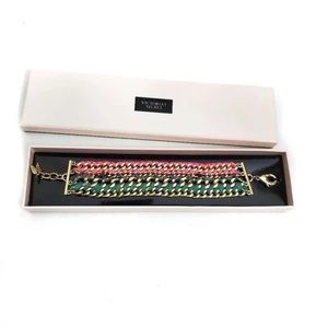 NWT Victoria’s Secret Layered Bracelet gold pink brand new chic glam collection